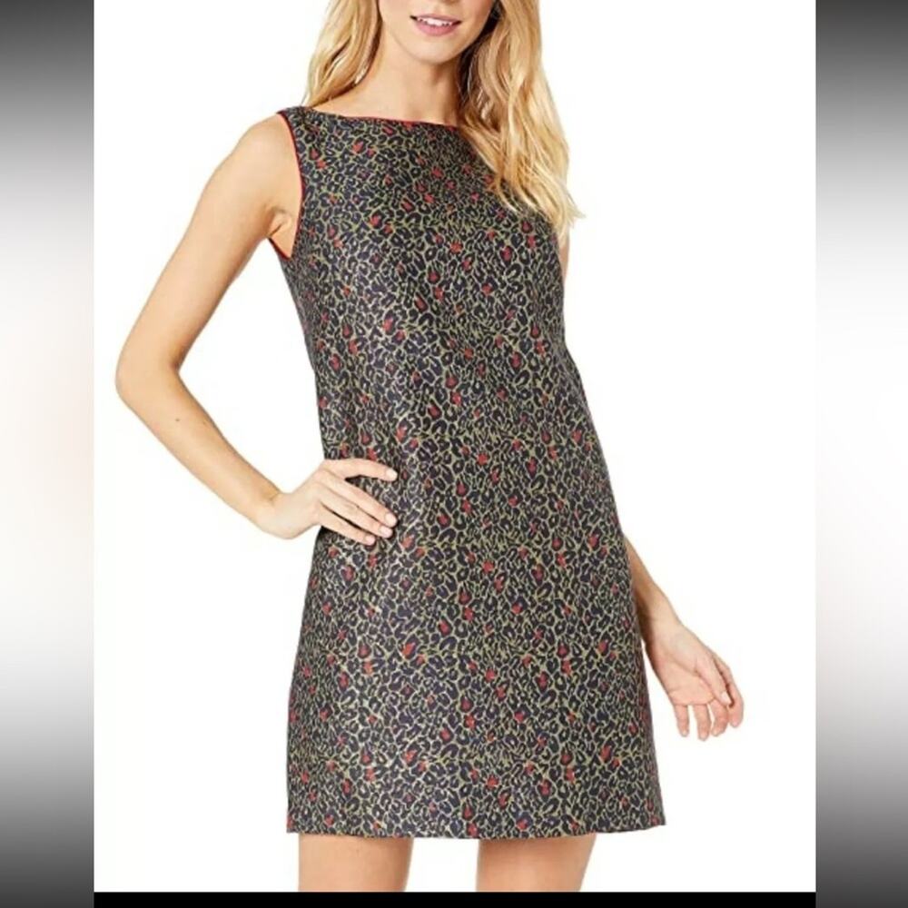 NWT betsey Johnson shimmer leopard print shift dress